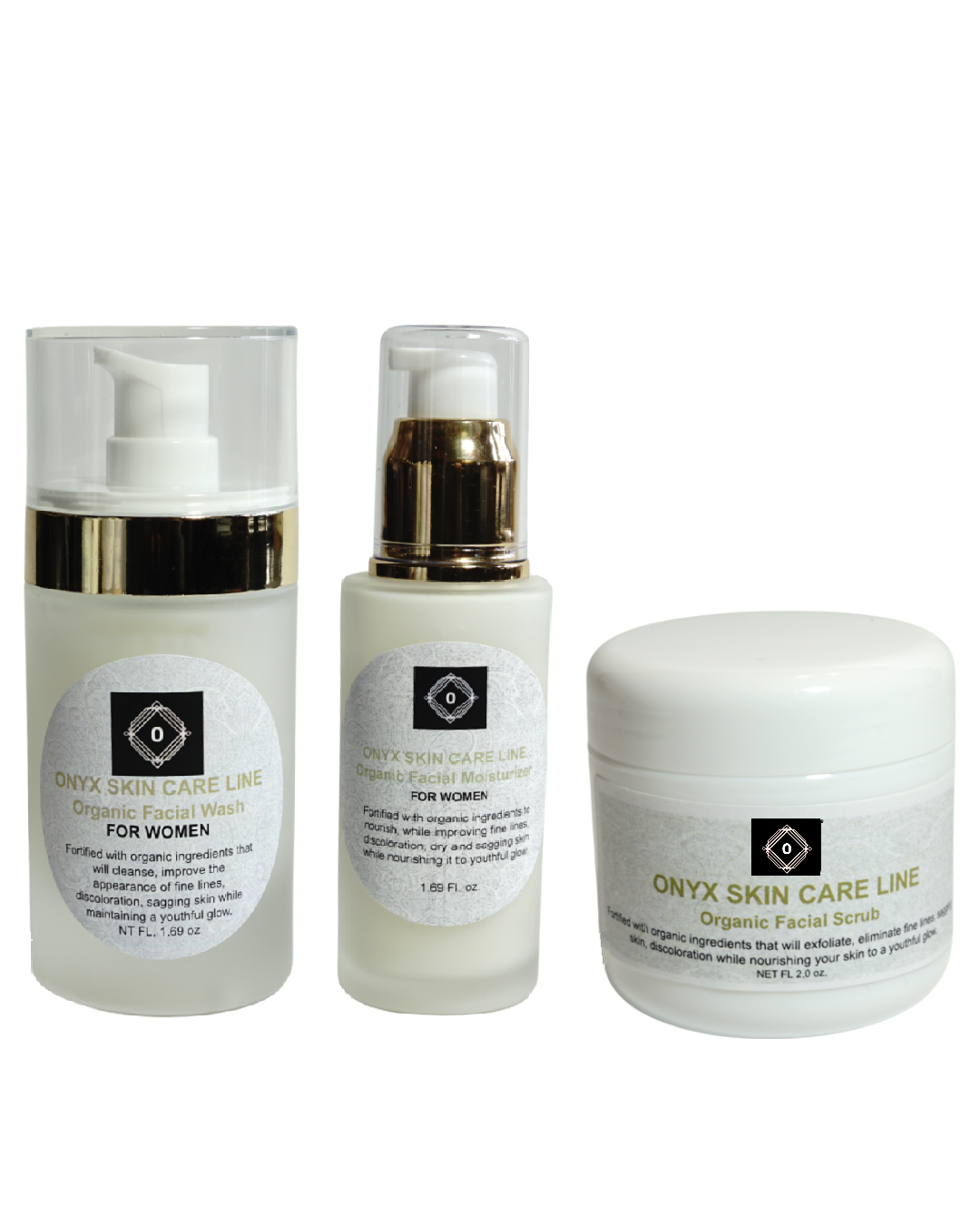 Organic Three Step Facial Renewal System - Wash, Moisturizer and  Scrub - For WOMEN-0